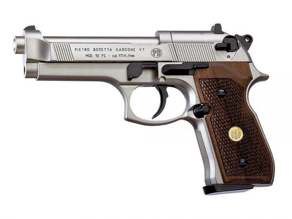 Пневматический пистолет UMAREX Beretta M92 FS (серебряный + дерево) 4,5мм 3J