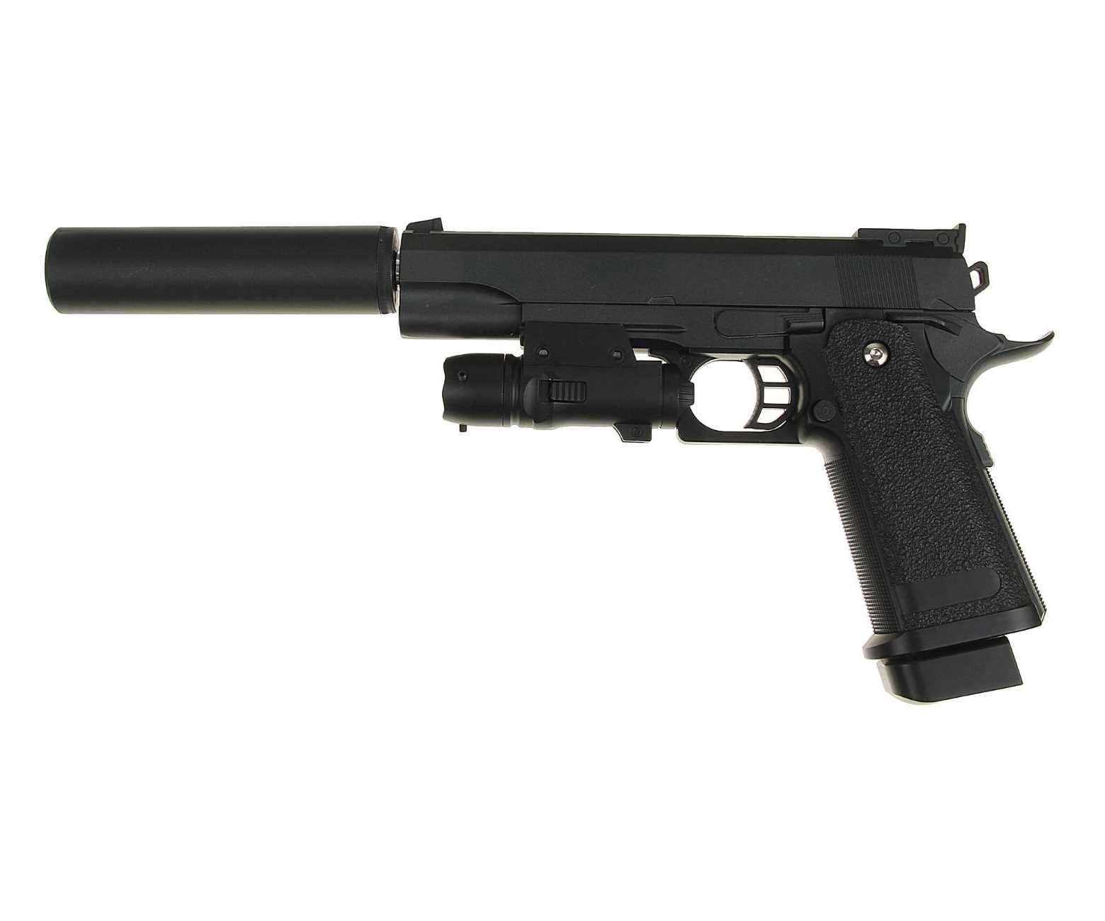 Спринговый пистолет GALAXY G.6A Colt 1911 (с глушителем и ЛЦУ) 6,0мм 3J
